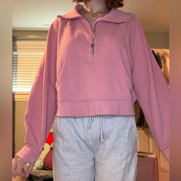 lululemon athletica Tops - Lululemon pink cropped funnel neck scuba size xs/s